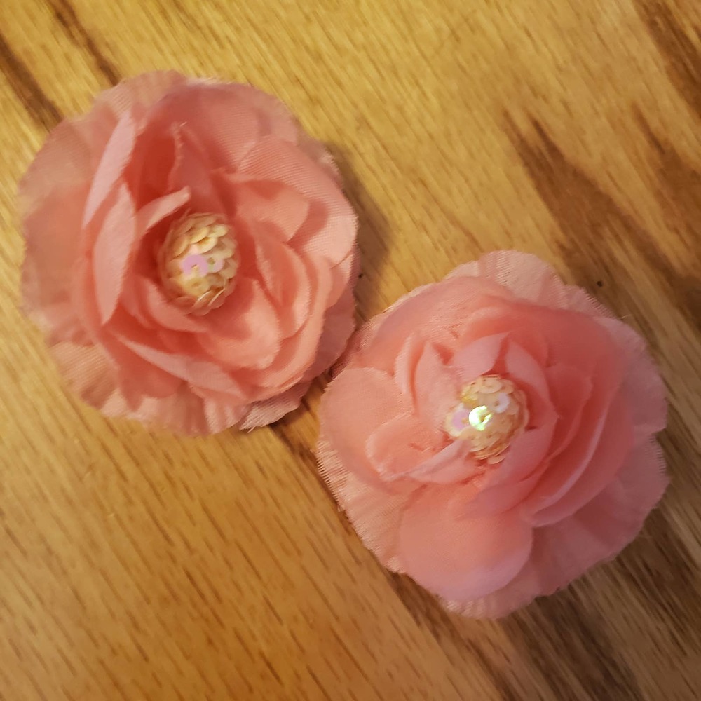 Peach Flower Clips Dance Everyday Cute Girl Ice Skating Ballroom Accessory